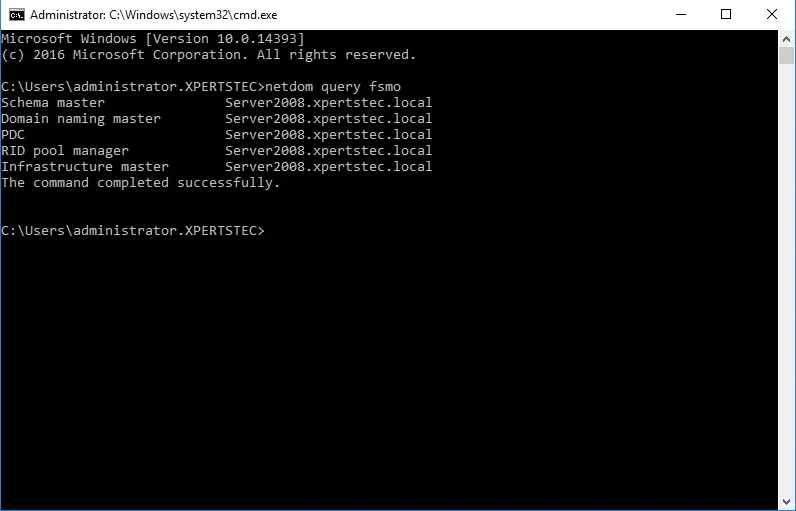 netdom query fsmo command server 2008 