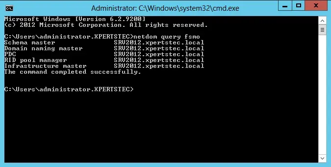 netdom query fsmo server 2012