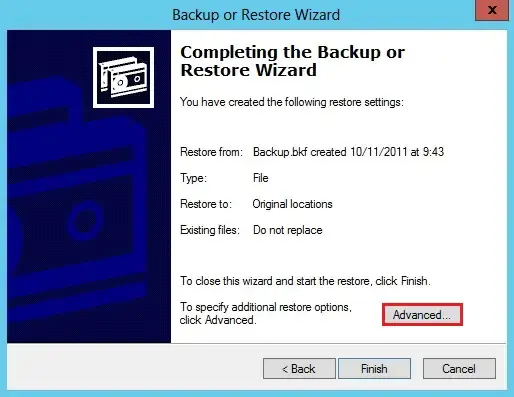 ntbackup completing backup