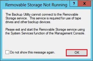 ntbackup utility not connected