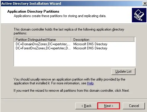 server 2003 active directory partitions