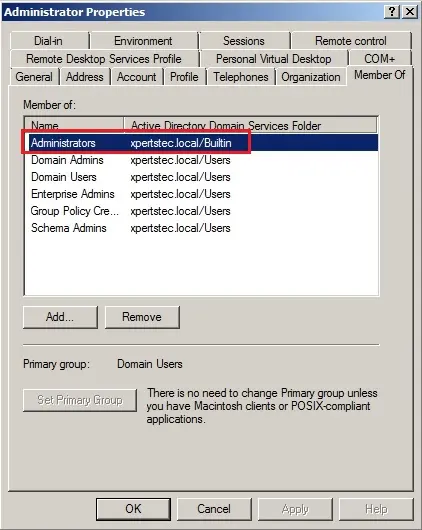 server 2008 administrator properties