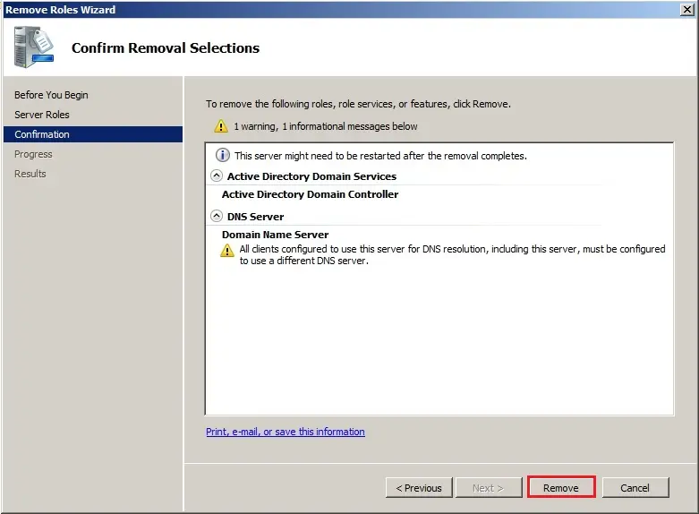 server 2008 confirm remove roles