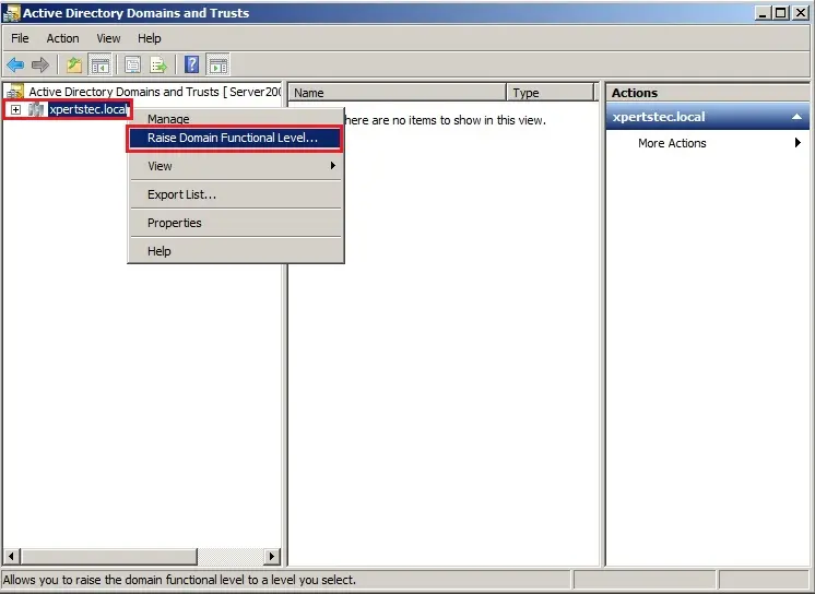 server 2008 raise domain functional level