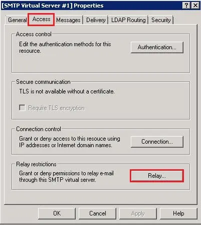 server 2008 smtp properties access