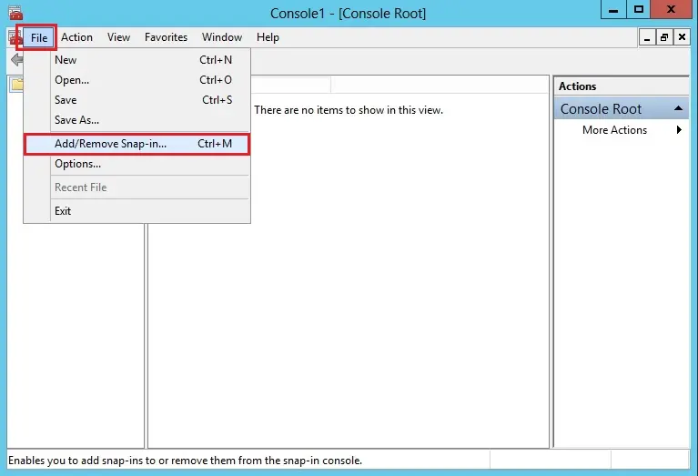 server 2012 add remove snap in