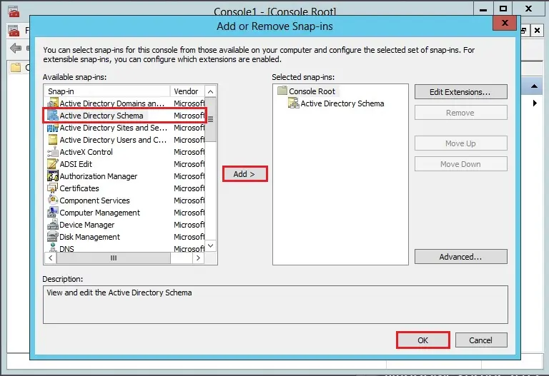 server 2012 add remove snap ins