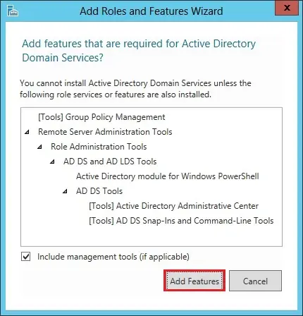 server 2012 add required features active directory domain 