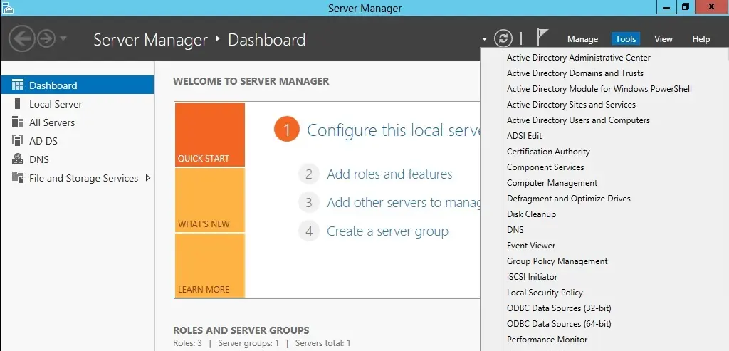 server 2012 dashboard tools