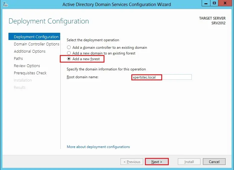 server 2012 deployment configuration