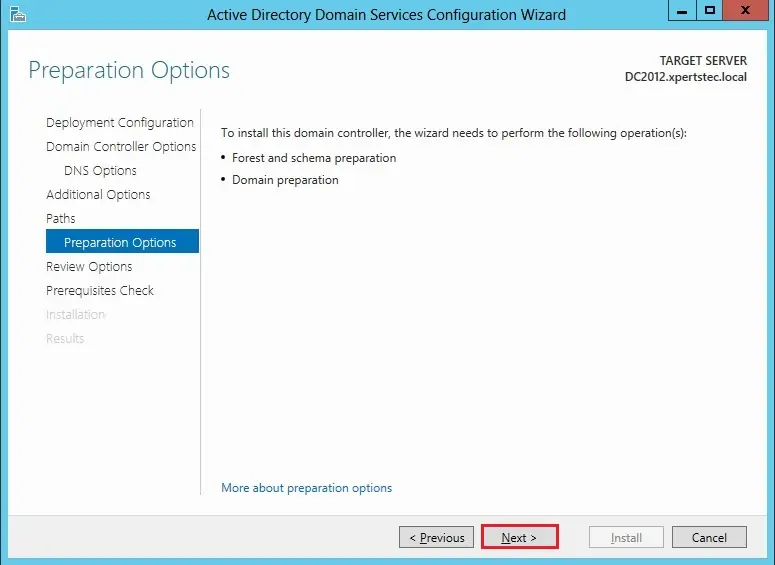 server 2012 preparation options