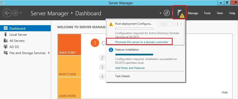 server 2012 promote this server