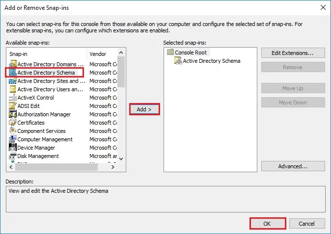 server 2016 add remove snap-in