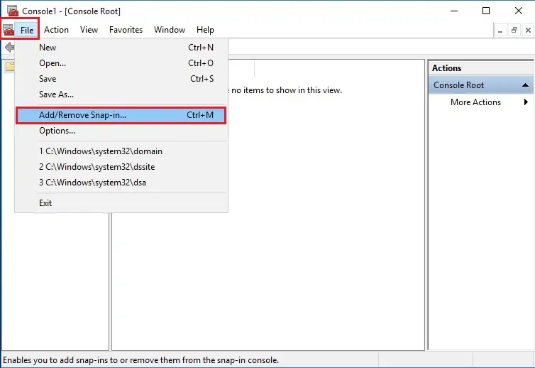 server 2016 add remove snap in