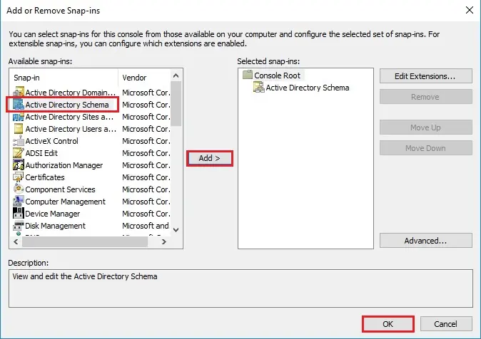 server 2016 add remove snap in