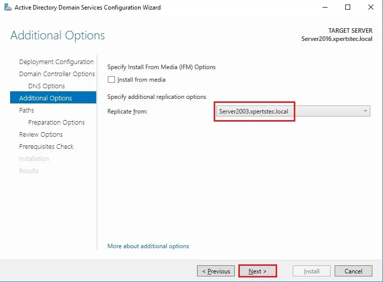 server 2016 additional options