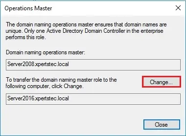 server 2016 domain naming operations master