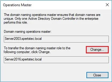 server 2016 domain naming operations master