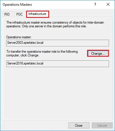 server 2016 operational master infrastructure