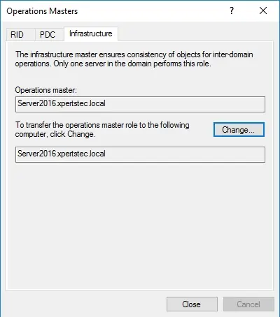 server 2016 operational master infrastructure