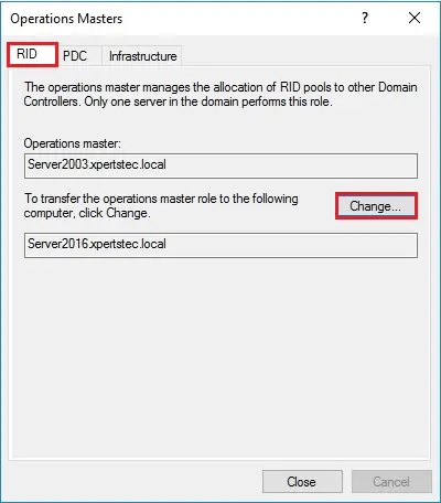 server 2016 operational master rid