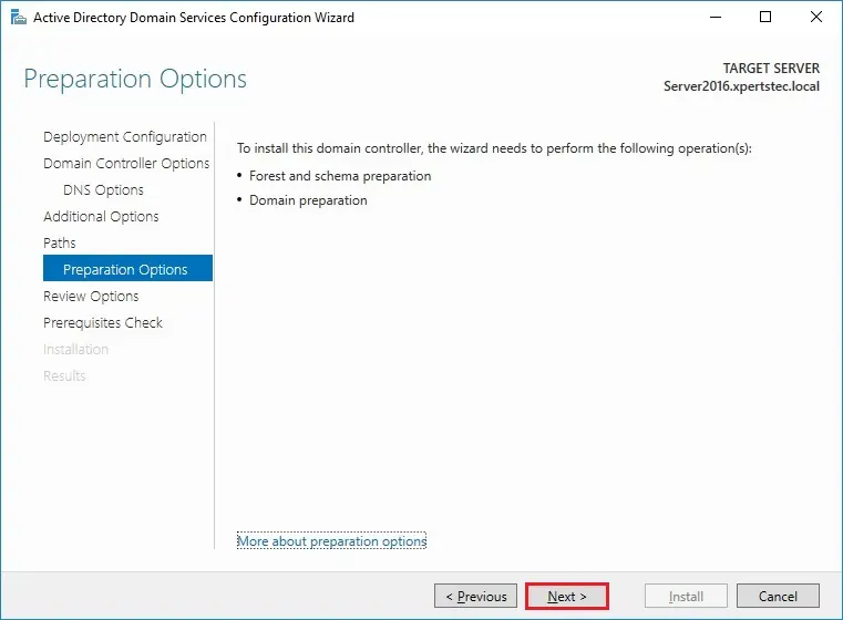 server 2016 preparation options