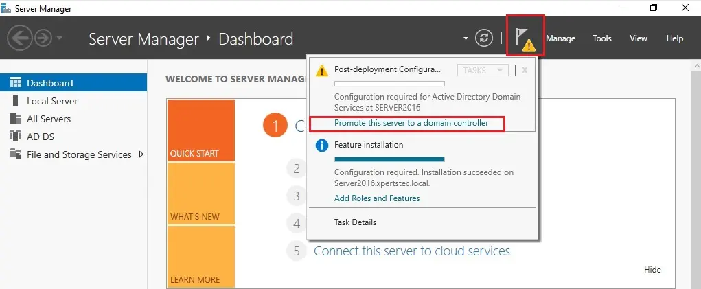 server 2016 promote this server