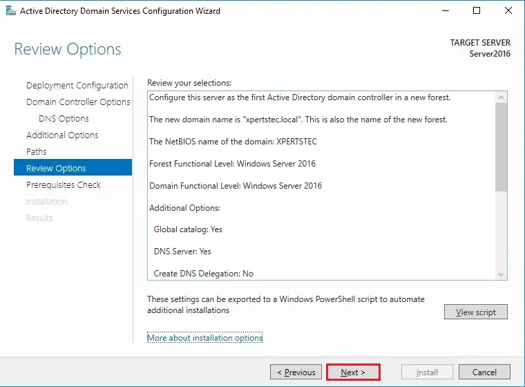 server 2016 review options