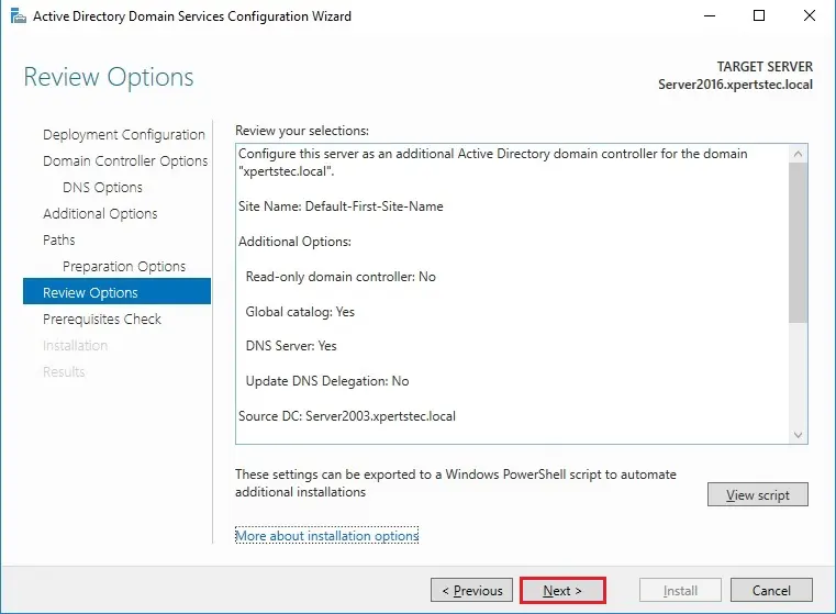 server 2016 review options