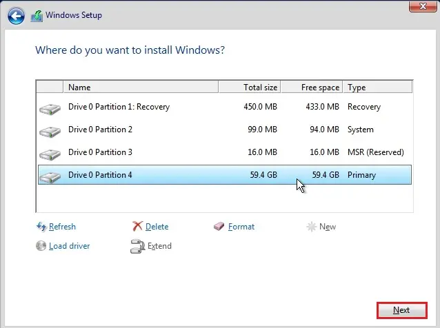 server 2016 setup create partitions