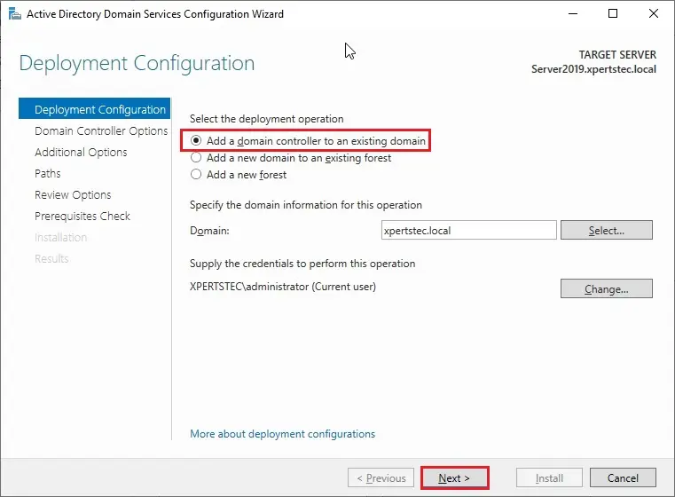 server 2019 deployment configuration