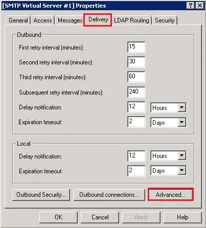 smtp delivery server 2008