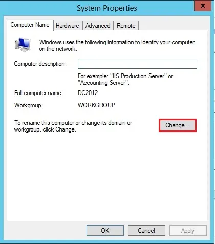 system properties server 2012