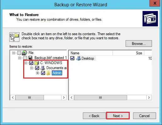 what to restore ntbackup