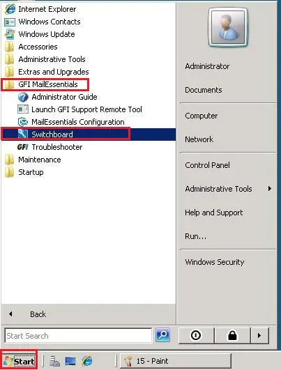 windows server 2008 start menu