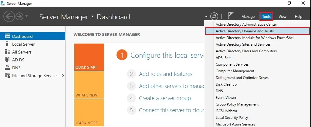 windows server 2016 dashboard tools