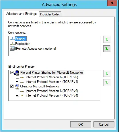 network connections advanced settings