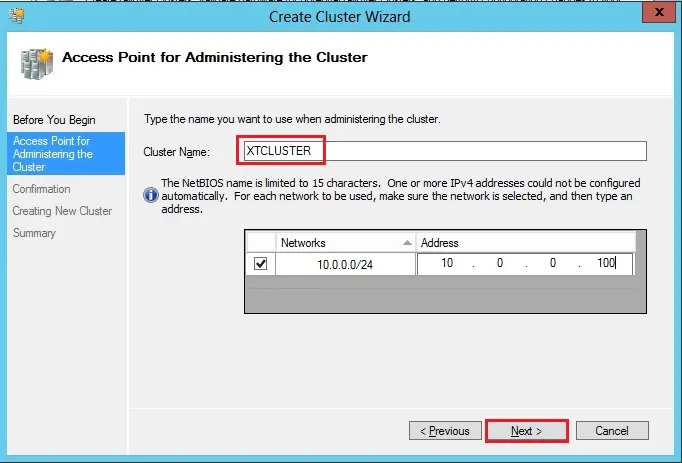 access point for administering the cluster