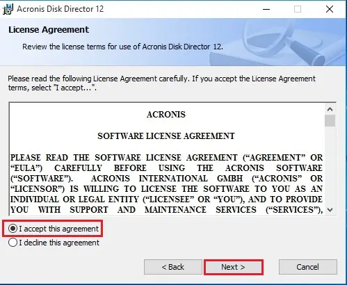 acronis disk director license agreement