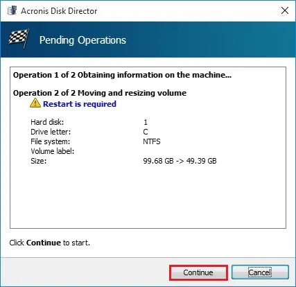 acronis disk director pending operations