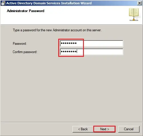 active directory installation password