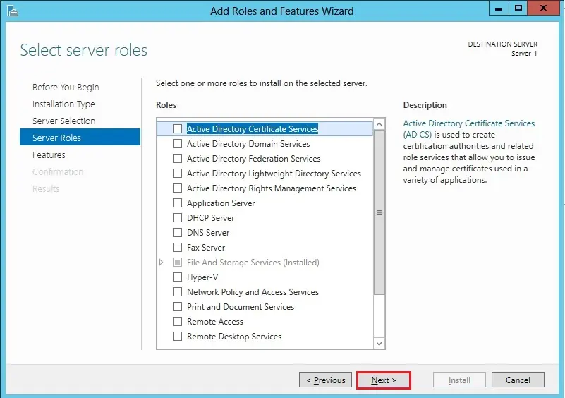 active directory server roles