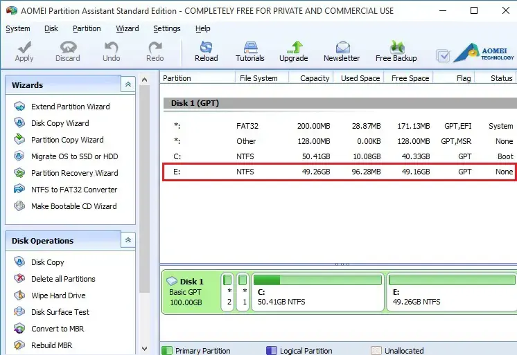 aomei partition assistant standard edition