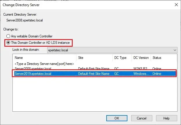 change directory server 2019