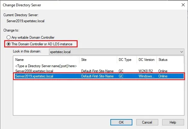 change directory server 2019