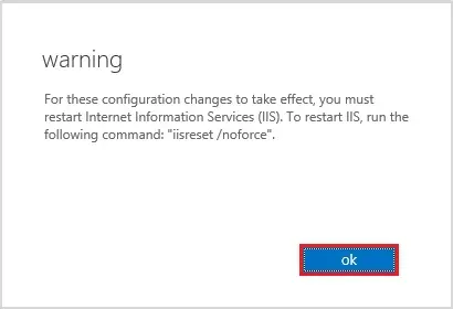 change owa login options warning iis restart