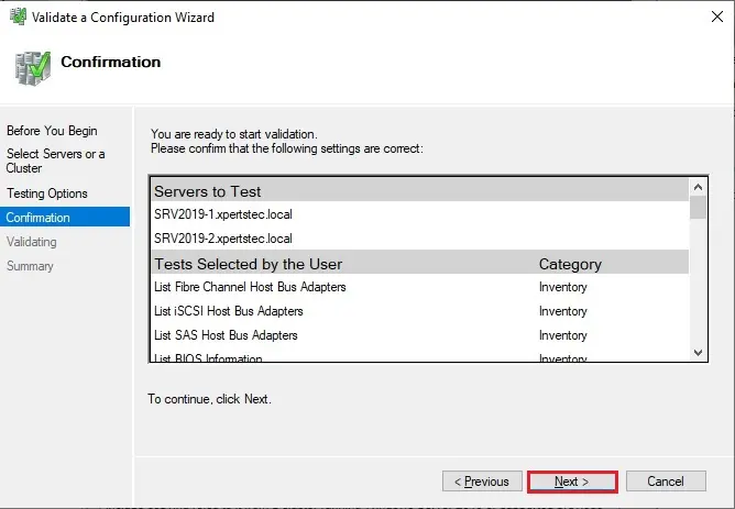 cluster validation confirmation