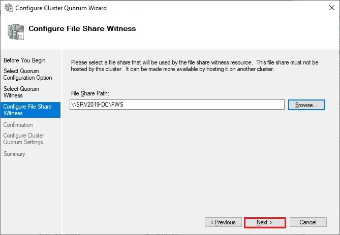 configure fileover cluster quorum