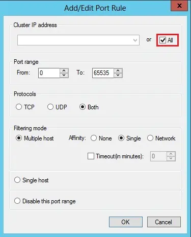 configure nlb server 2012 port rule