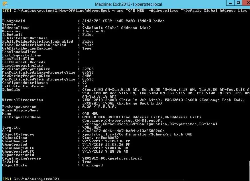 configure offline address book powershell